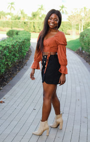 The Cinched Cropped Blouse (Rust)