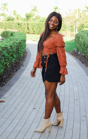 The Cinched Cropped Blouse (Rust)