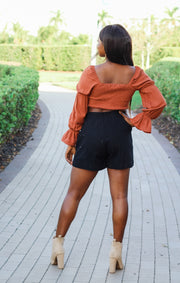 The Cinched Cropped Blouse (Rust)