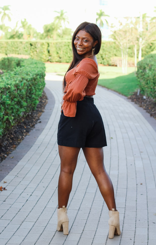 The Cinched Cropped Blouse (Rust)