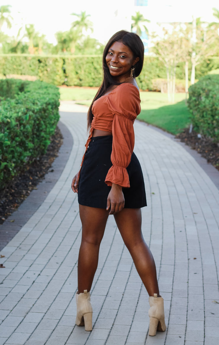 The Cinched Cropped Blouse (Rust)