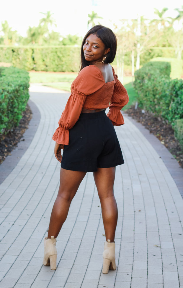 The Cinched Cropped Blouse (Rust)