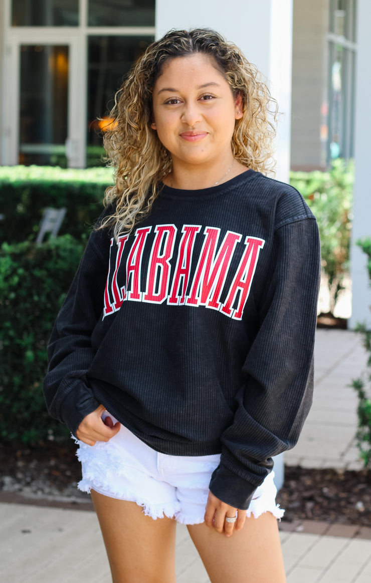 Alabama Crimson Tide Women's Apparel - Pressbox The Alabama Southlawn Comfy  Cord Pullover – Bows and Arrows Co