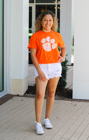 The Erin Clemson Classic Paw Print Cropped Tee