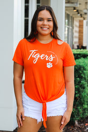 Clemson Tigers Cut it Out Tie Front Tee