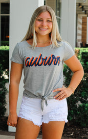 Auburn Fan Script Tie Front Top