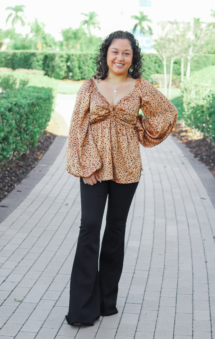 The Spotted Twist Front Blouse