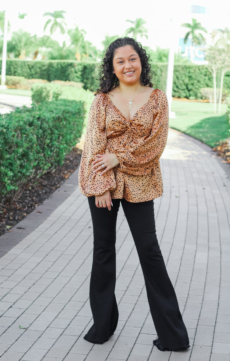 The Spotted Twist Front Blouse