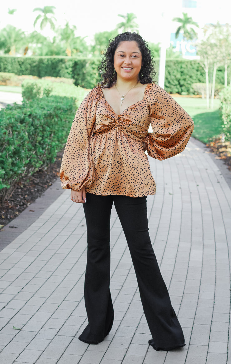 The Spotted Twist Front Blouse