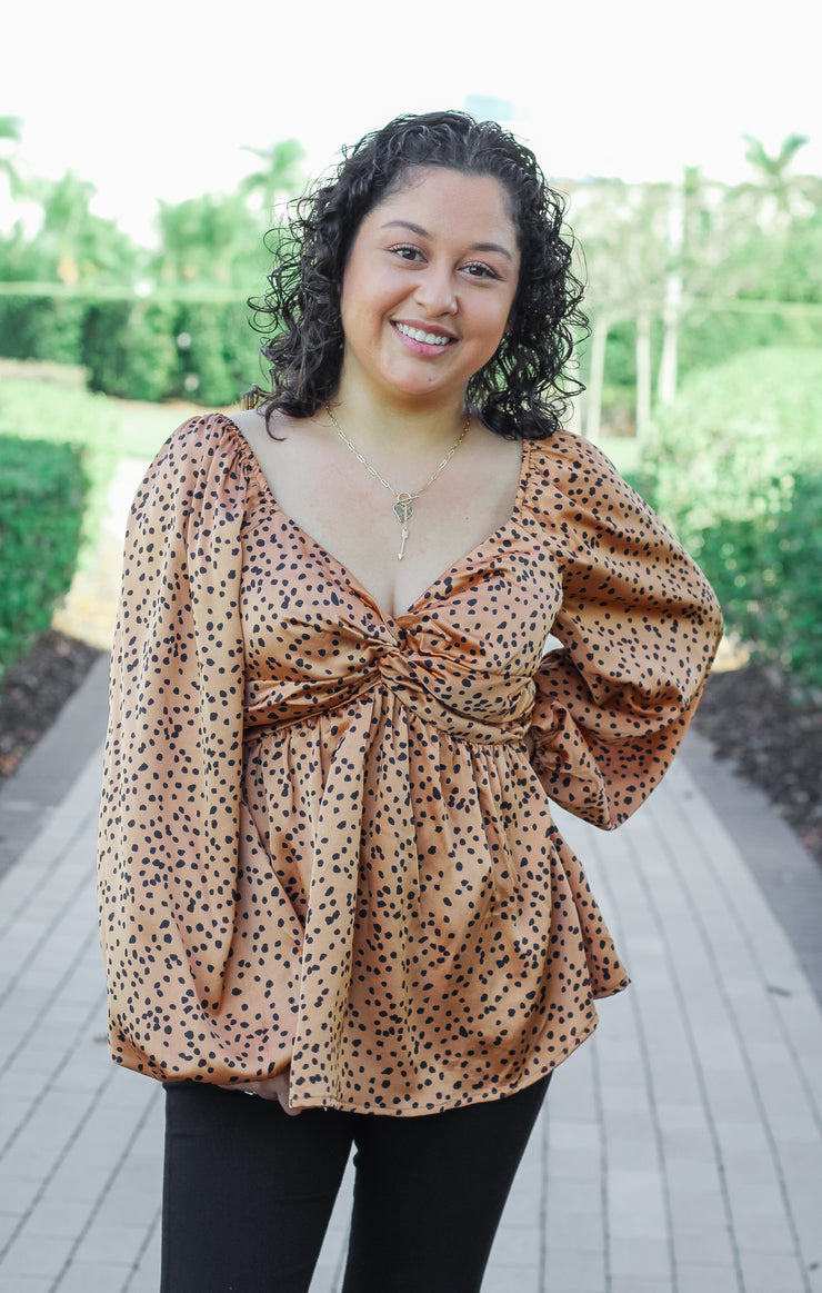 The Spotted Twist Front Blouse