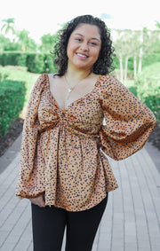 The Spotted Twist Front Blouse