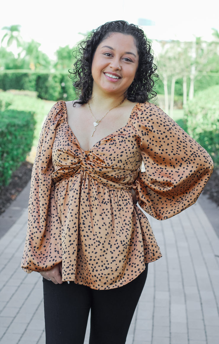 The Spotted Twist Front Blouse