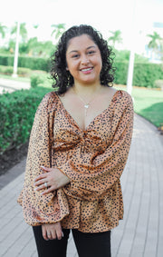 The Spotted Twist Front Blouse
