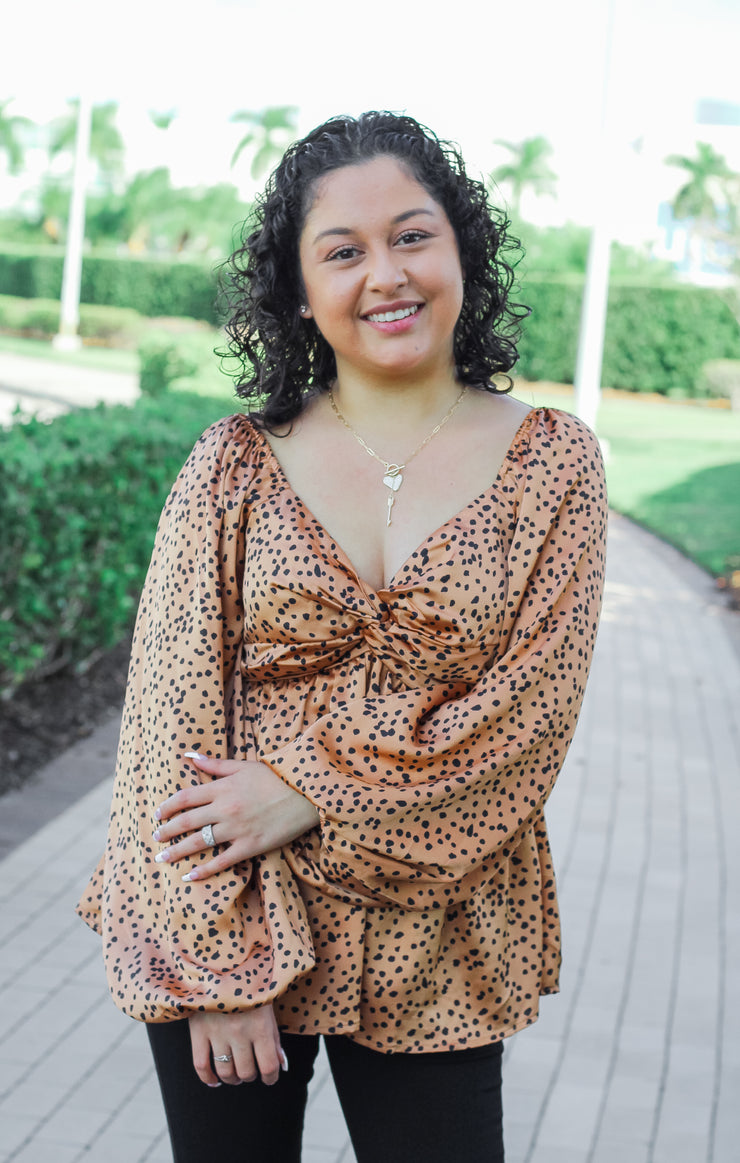 The Spotted Twist Front Blouse