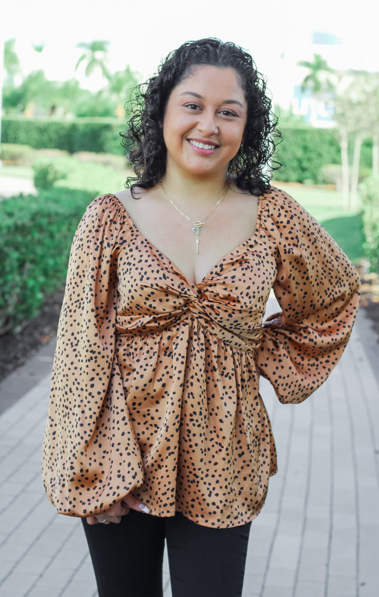 The Spotted Twist Front Blouse