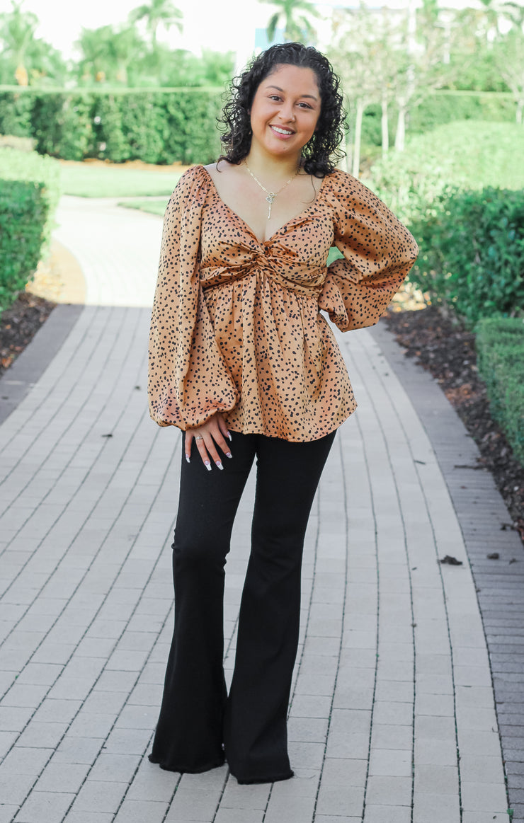 The Spotted Twist Front Blouse