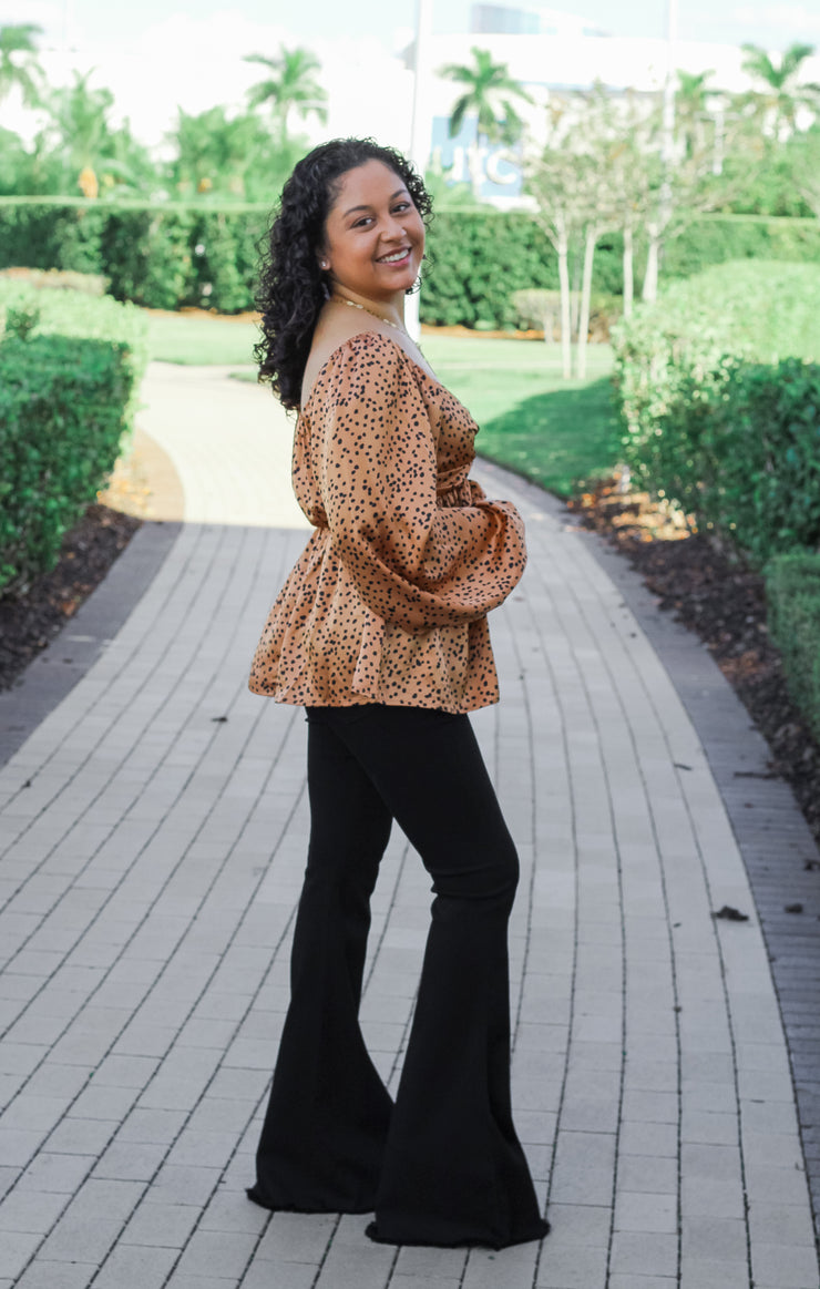 The Spotted Twist Front Blouse