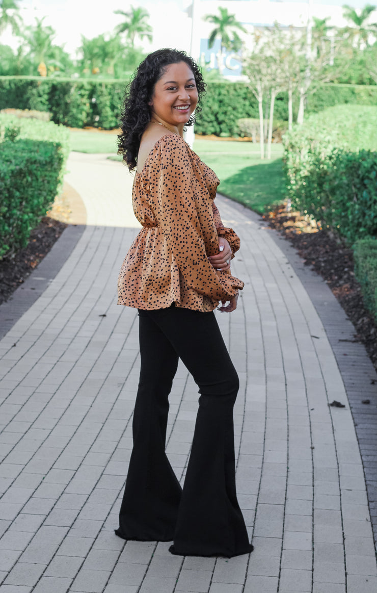 The Spotted Twist Front Blouse