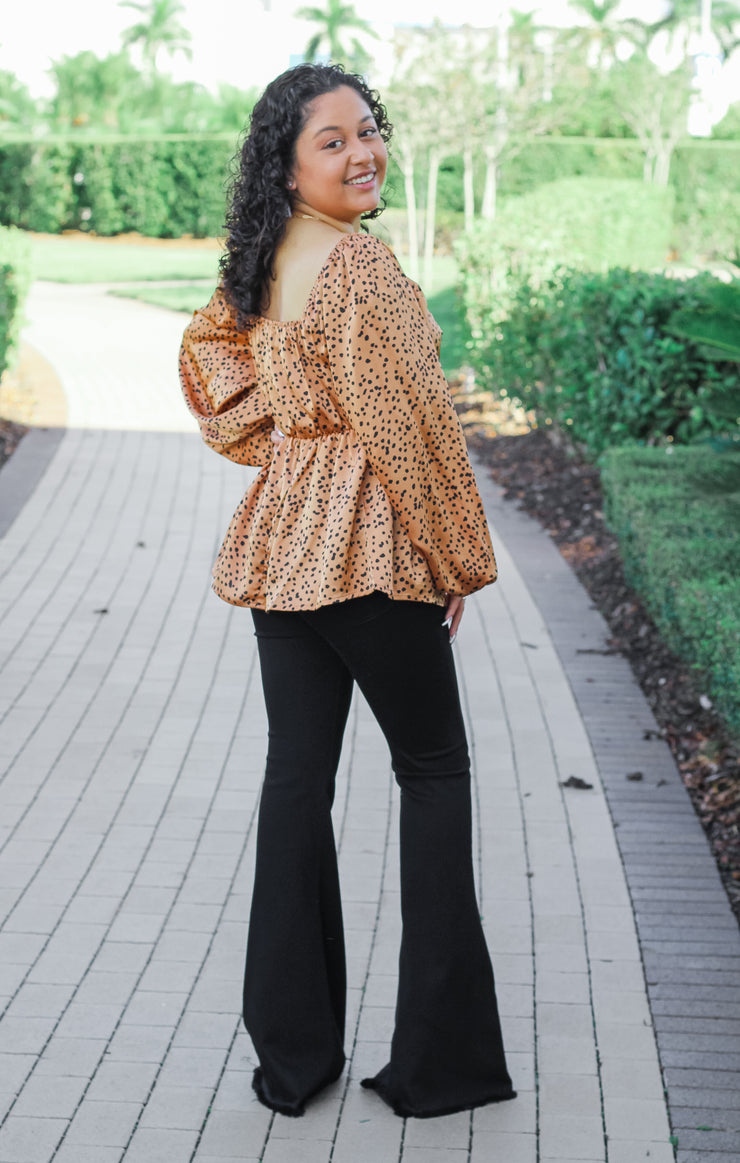 The Spotted Twist Front Blouse