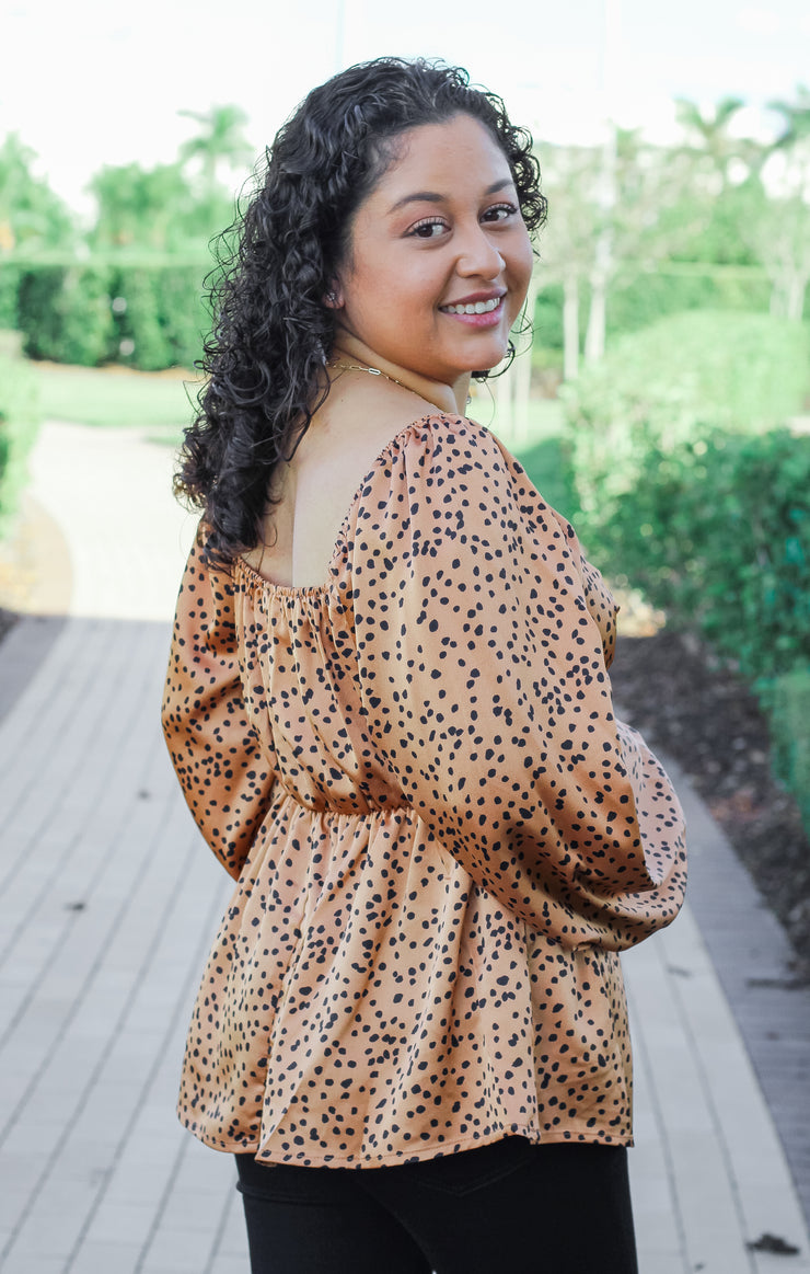 The Spotted Twist Front Blouse