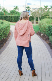 The Distressed Lace-Up Hoodie (Pink)