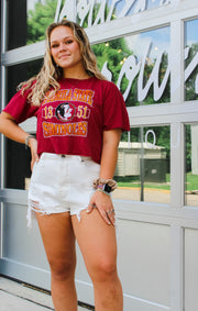 The Erin 1851 Seminoles Cropped Tee (Garnet)