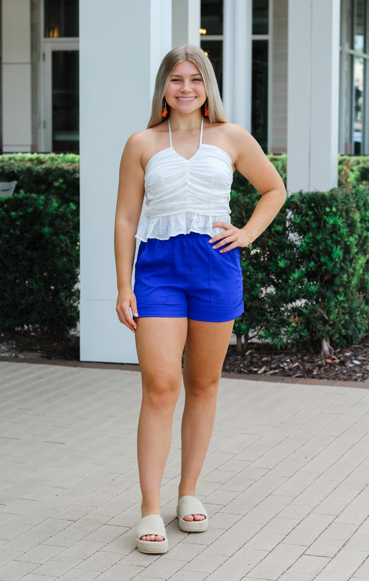 The Shine Scrunched Halter (White)