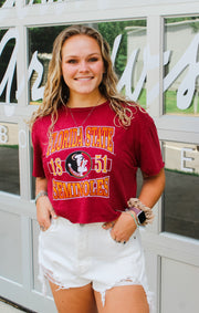 The Erin 1851 Seminoles Cropped Tee (Garnet)