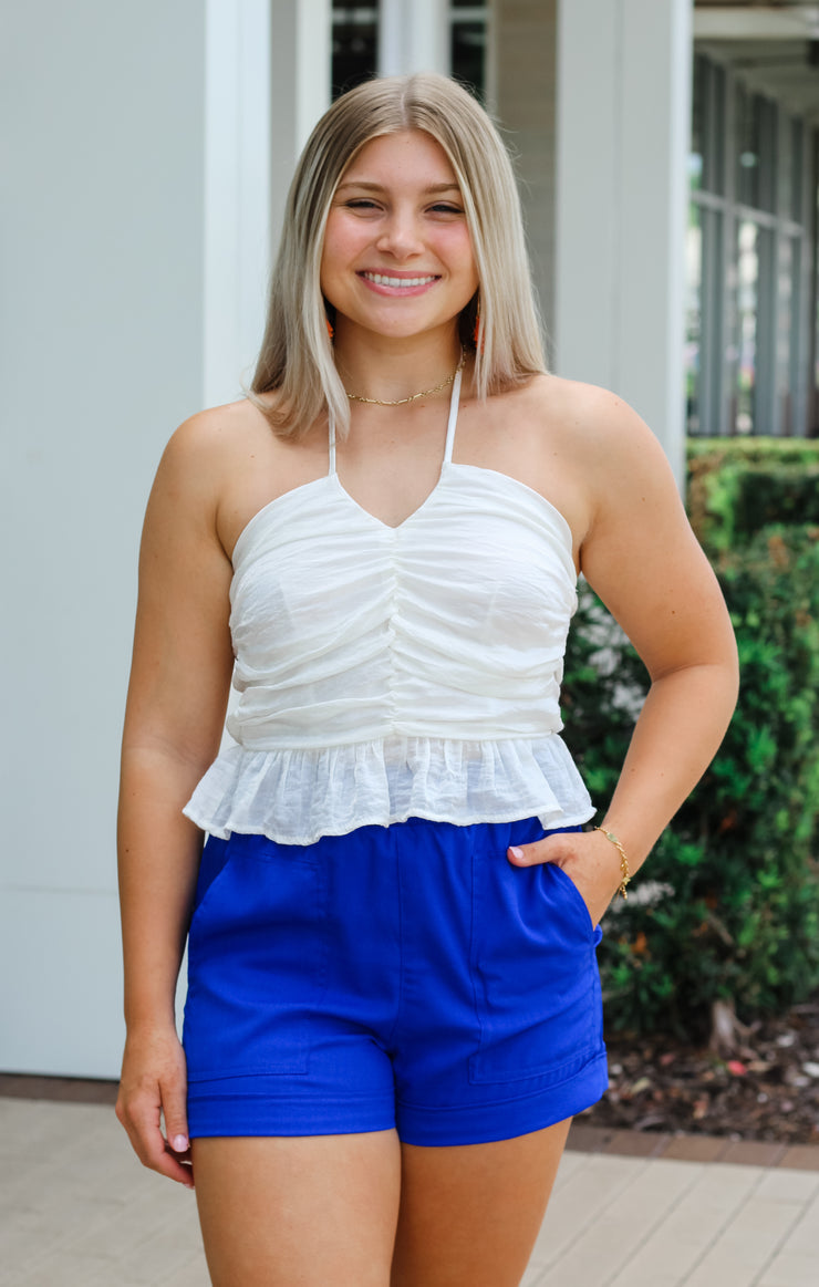 The Shine Scrunched Halter (White)