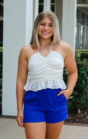 The Shine Scrunched Halter (White)