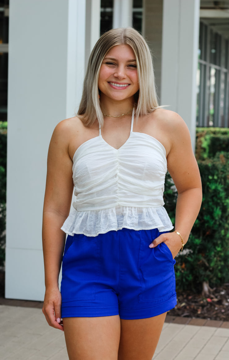 The Shine Scrunched Halter (White)