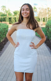 The Winter White Beaded & Fringe Mini