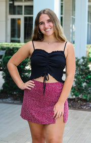 The Game Day Smocked Cami Top (Black)