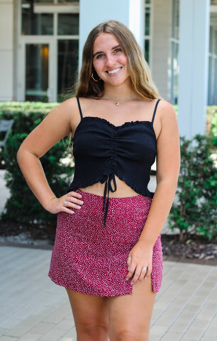 The Game Day Smocked Cami Top (Black)
