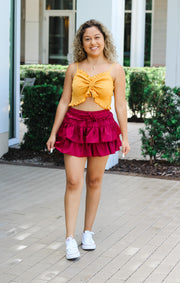 The Ruffle Tiered Skort (Garnet)