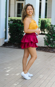 The Ruffle Tiered Skort (Garnet)