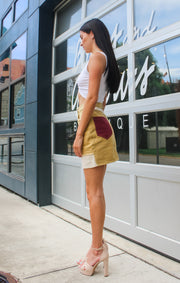 The Colorblock Skirt (Garnet & Gold)