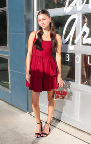 The Ruffle Babydoll Dress (Garnet)