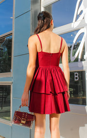 The Ruffle Babydoll Dress (Garnet)