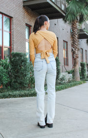 The Long Sleeve Tie-Back Top (Gold)