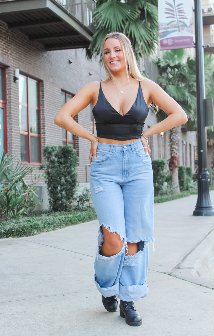 The Silky Corset Top (Black)