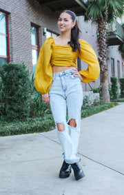 The Golden LS Ruched Crop