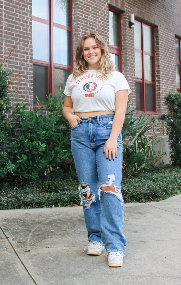 The Erin 1993 Natl Champs Cropped Tee (Vintage White)