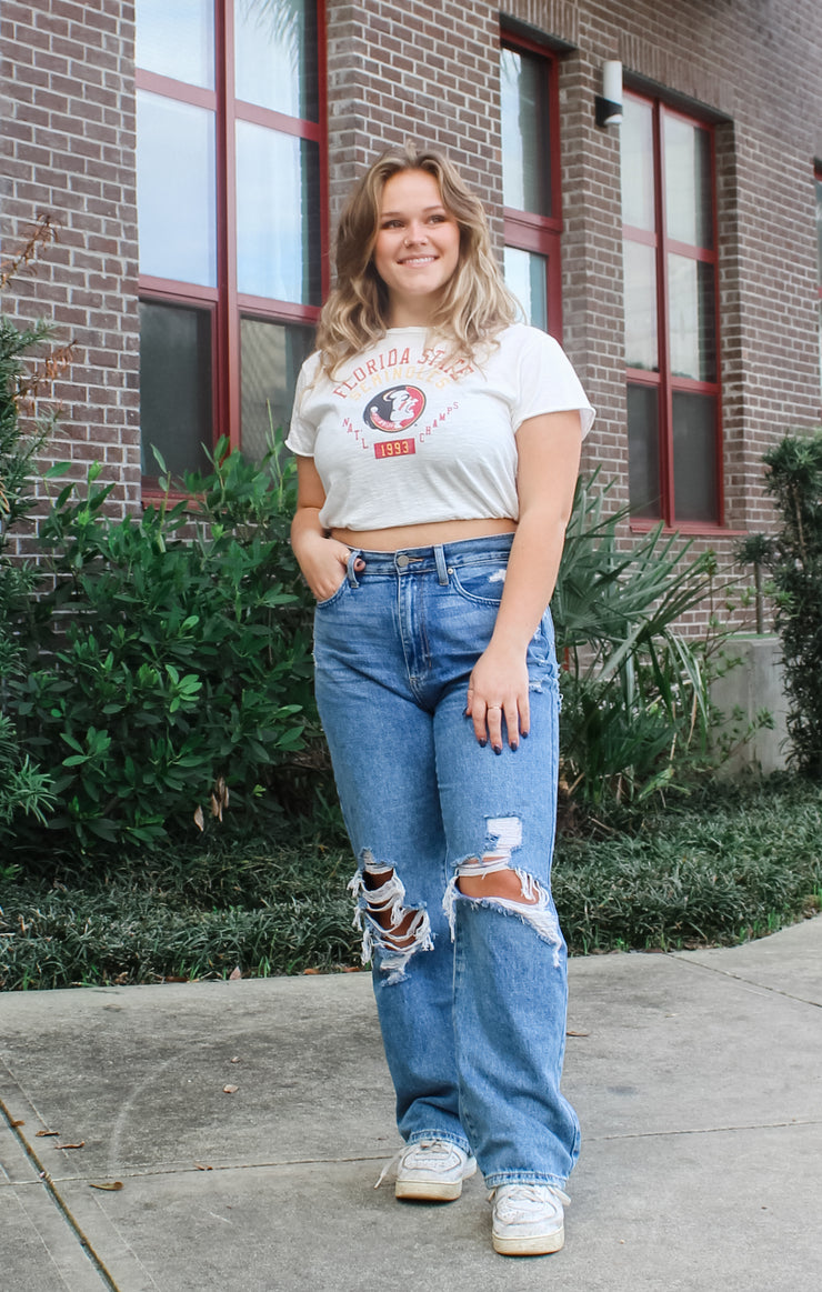 The Erin 1993 Natl Champs Cropped Tee (Vintage White)