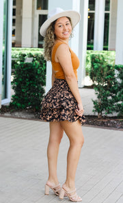 The Fall Floral Ruffle Skirt (Black)