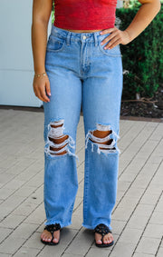 The Blown Knee Wide Denim (Light Wash)