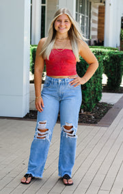 The Red Tie Dye Tube Top