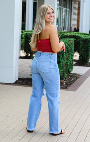 The Blown Knee Wide Denim (Light Wash)