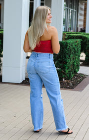 The Blown Knee Wide Denim (Light Wash)