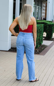 The Blown Knee Wide Denim (Light Wash)